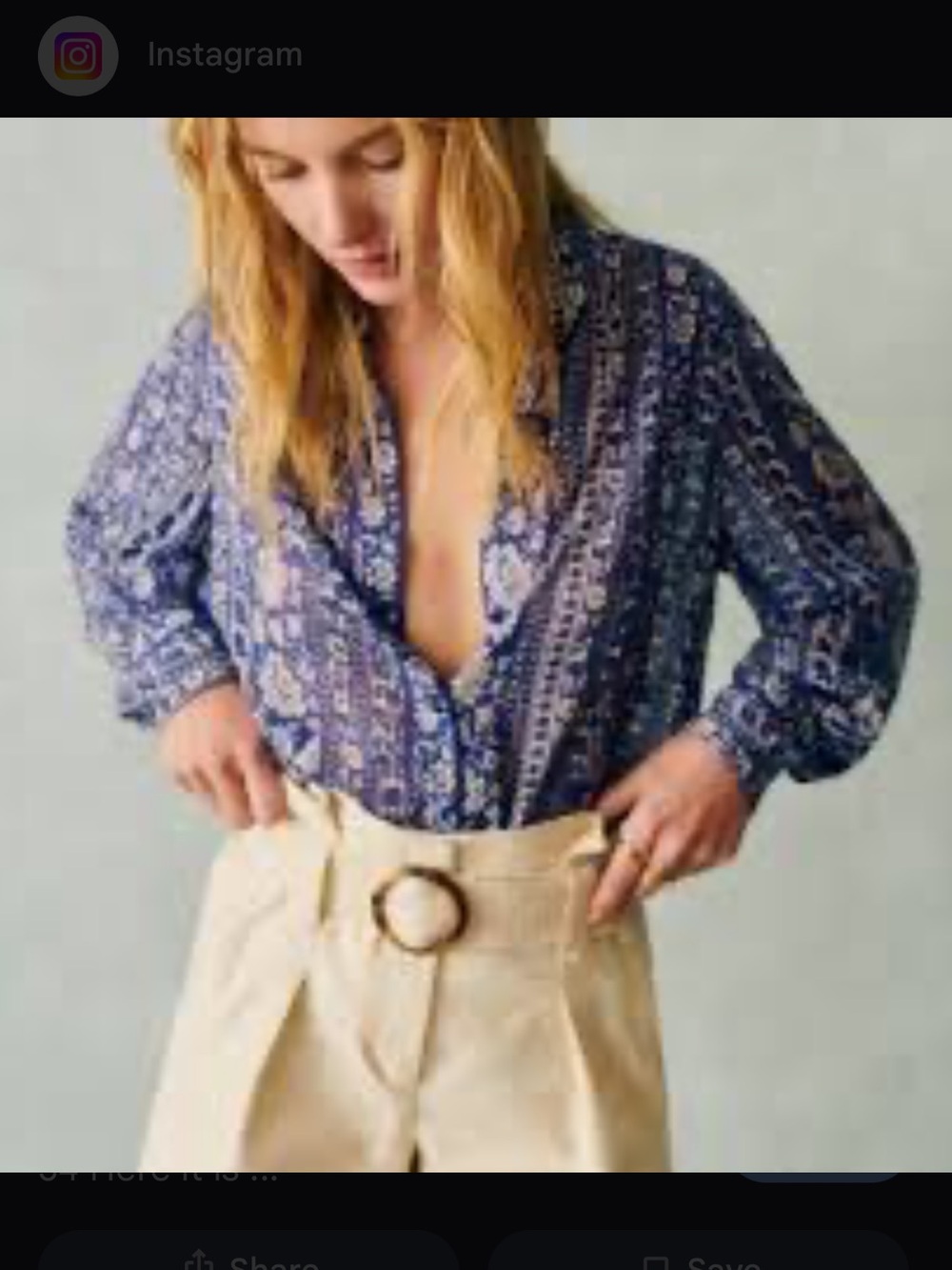 Sezane Tianne Button-Down Blouse in Sara Blue size 34